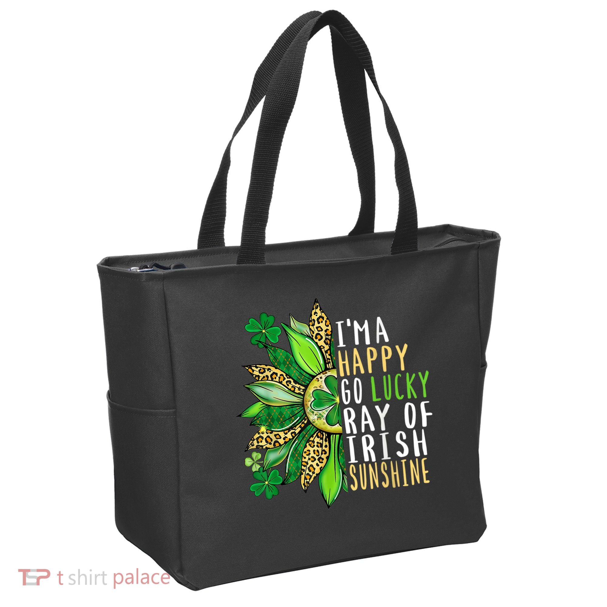 St. Patricks Day Sunflower Happy Go Lucky Ray Irish Sunshine Tote Bag