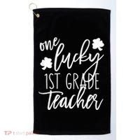 St Patricks Day One Lucky First Grade Teacher St Pattys Day Golf Towel thumb 0