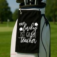 St Patricks Day One Lucky First Grade Teacher St Pattys Day Golf Towel thumb 2