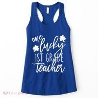 St Patricks Day One Lucky First Grade Teacher St Pattys Day Women's Tank Top thumb 0