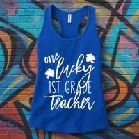 St Patricks Day One Lucky First Grade Teacher St Pattys Day Women's Tank Top thumb 3