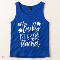 St Patricks Day One Lucky First Grade Teacher St Pattys Day Tank Top thumb 2