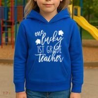 St Patricks Day One Lucky First Grade Teacher St Pattys Day Kids Hoodie thumb 3