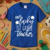 St Patricks Day One Lucky First Grade Teacher St Pattys Day Kids T-Shirt thumb 3