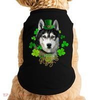 St Patrick's Day Irish Saint Patrick Shamrock Furious Husky Doggie Tank thumb 0