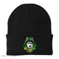 St Patrick's Day Irish Saint Patrick Shamrock Furious Husky Beanie thumb 0