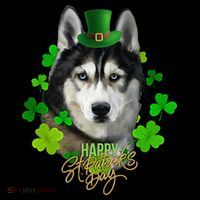 St Patrick's Day Irish Saint Patrick Shamrock Furious Husky Coaster thumb 2