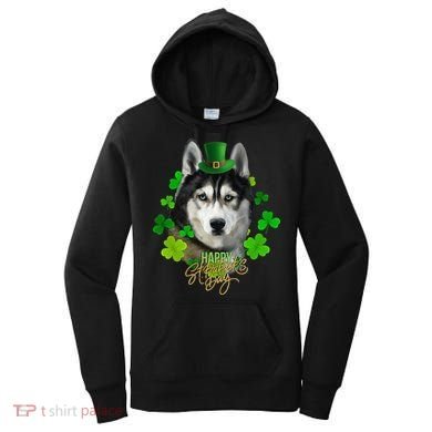 St Patrick's Day Irish Saint Patrick Shamrock Furious Husky Women's Hoodie