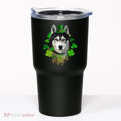 St Patrick's Day Irish Saint Patrick Shamrock Furious Husky Tumbler