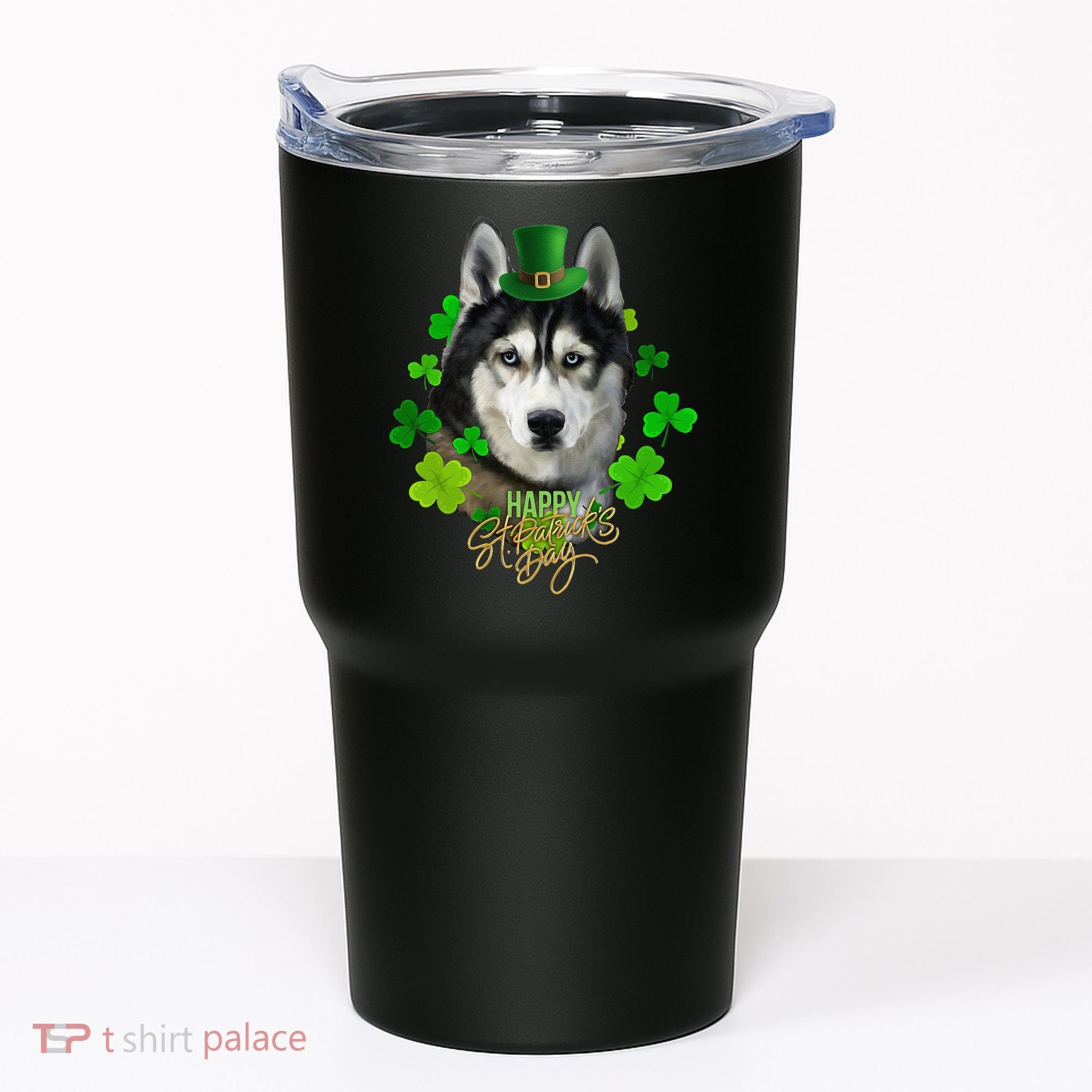 St Patrick's Day Irish Saint Patrick Shamrock Furious Husky Tumbler