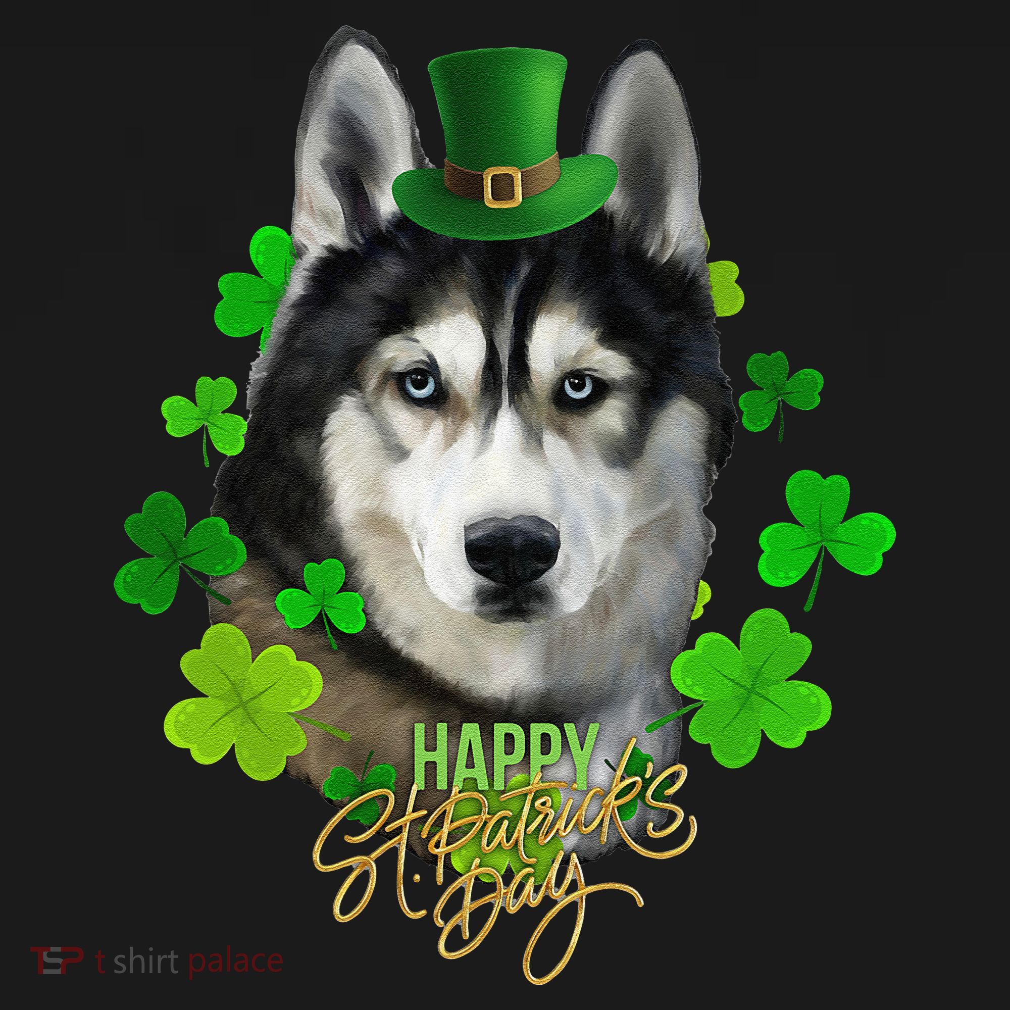 St Patrick's Day Irish Saint Patrick Shamrock Furious Husky Sustainable Knit Beanie