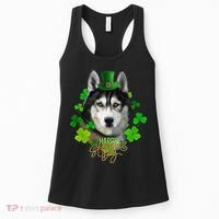 St Patrick's Day Irish Saint Patrick Shamrock Furious Husky Women's Tank Top thumb 0