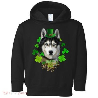 St Patrick's Day Irish Saint Patrick Shamrock Furious Husky Toddler Hoodie