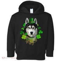 St Patrick's Day Irish Saint Patrick Shamrock Furious Husky Toddler Hoodie thumb 0
