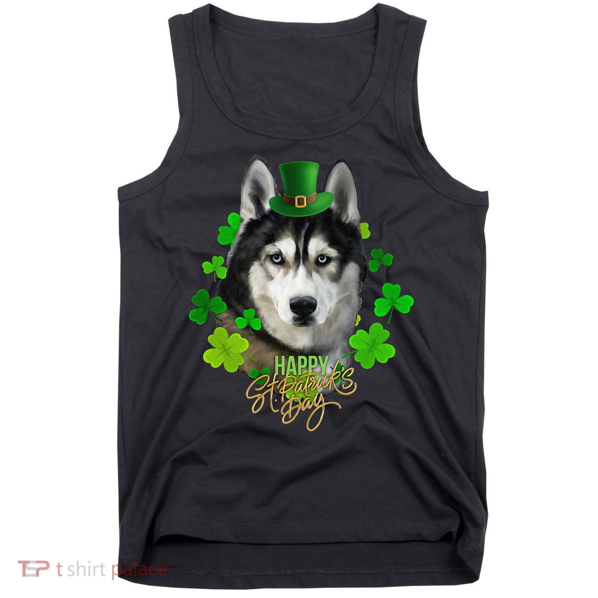 St Patrick's Day Irish Saint Patrick Shamrock Furious Husky Tank Top