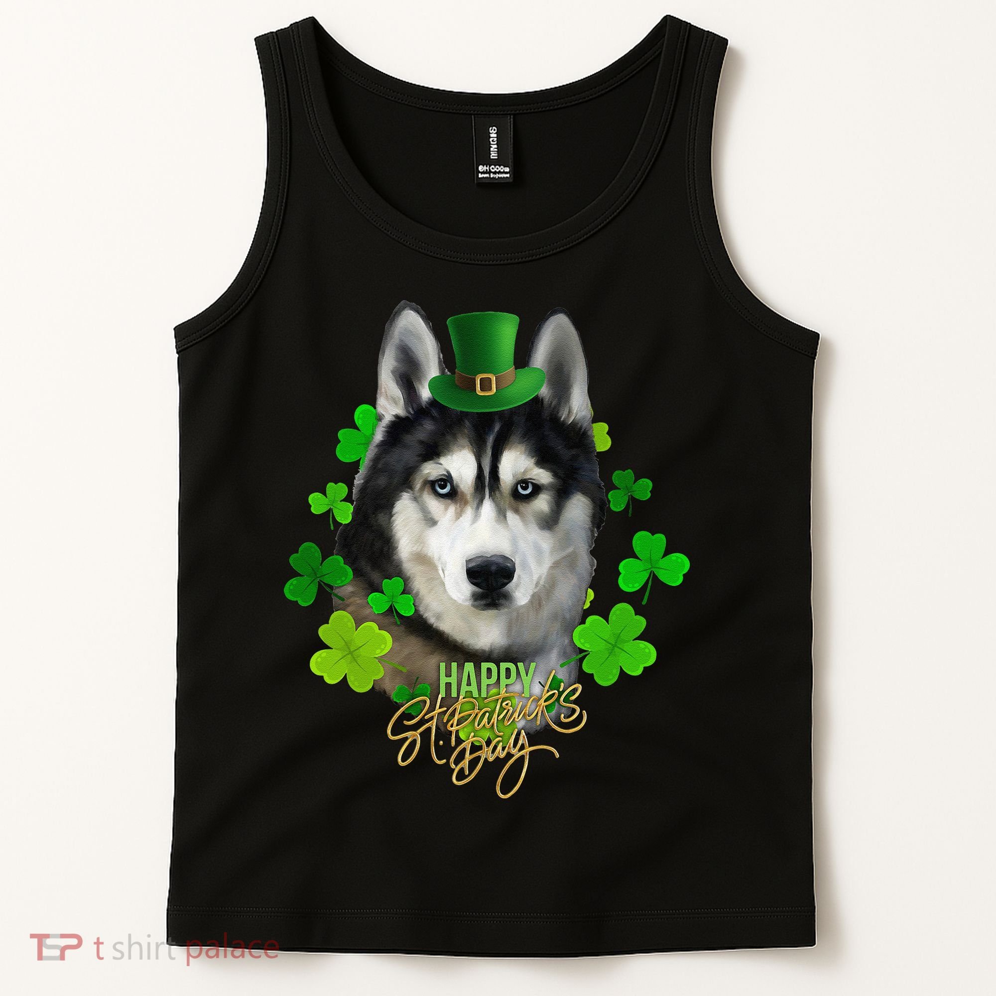 St Patrick's Day Irish Saint Patrick Shamrock Furious Husky Tank Top