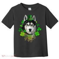 St Patrick's Day Irish Saint Patrick Shamrock Furious Husky Toddler T-Shirt thumb 0