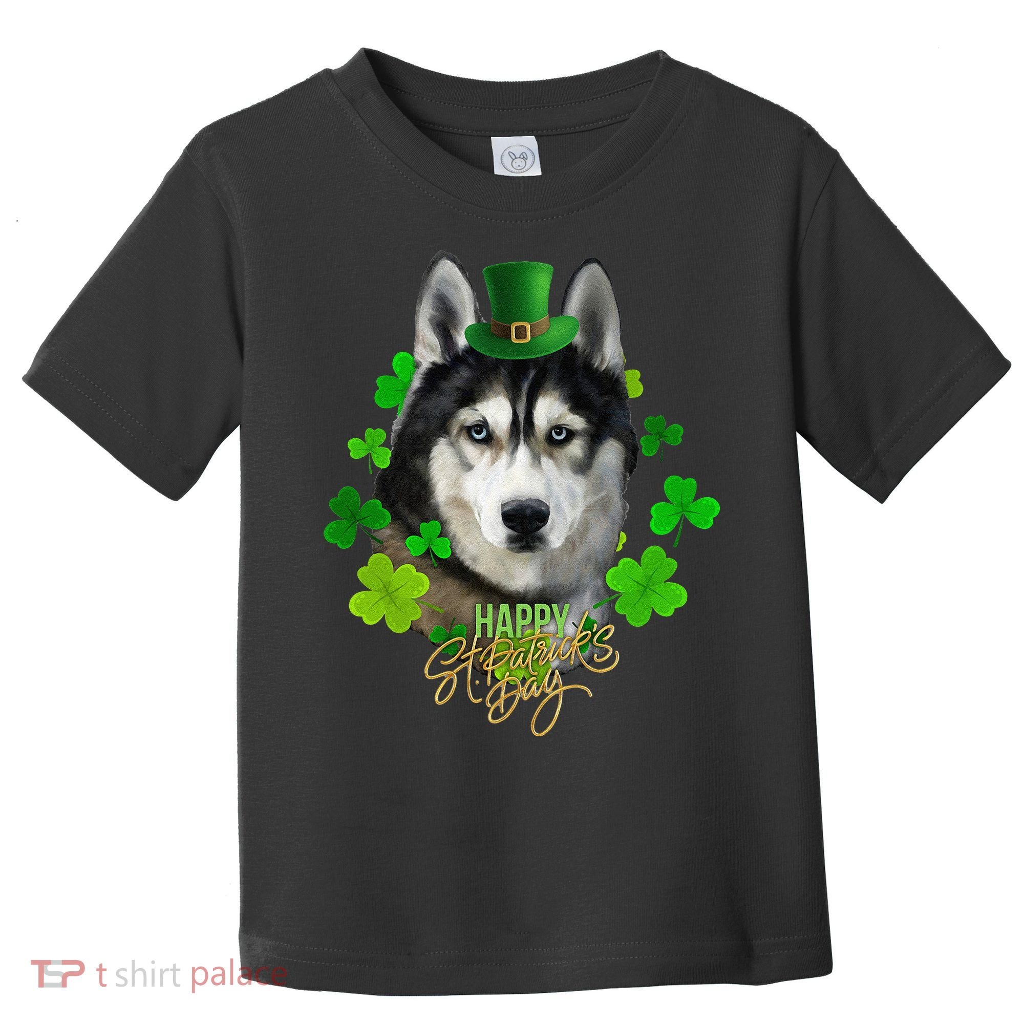St Patrick's Day Irish Saint Patrick Shamrock Furious Husky Toddler T-Shirt