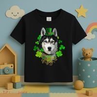 St Patrick's Day Irish Saint Patrick Shamrock Furious Husky Toddler T-Shirt thumb 3