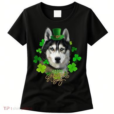 St Patrick's Day Irish Saint Patrick Shamrock Furious Husky Women's T-Shirt