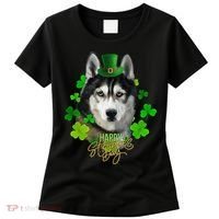 St Patrick's Day Irish Saint Patrick Shamrock Furious Husky Women's T-Shirt thumb 0