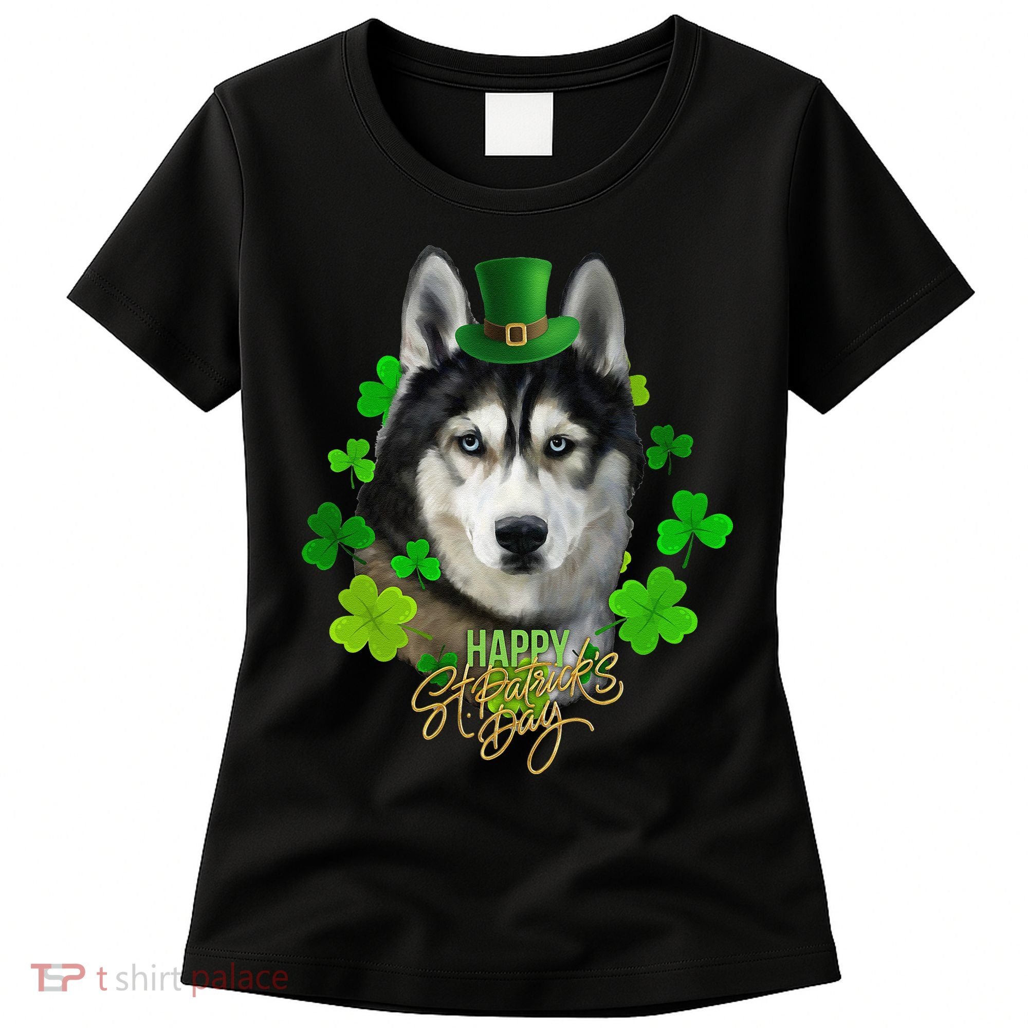 St Patrick's Day Irish Saint Patrick Shamrock Furious Husky Women's T-Shirt