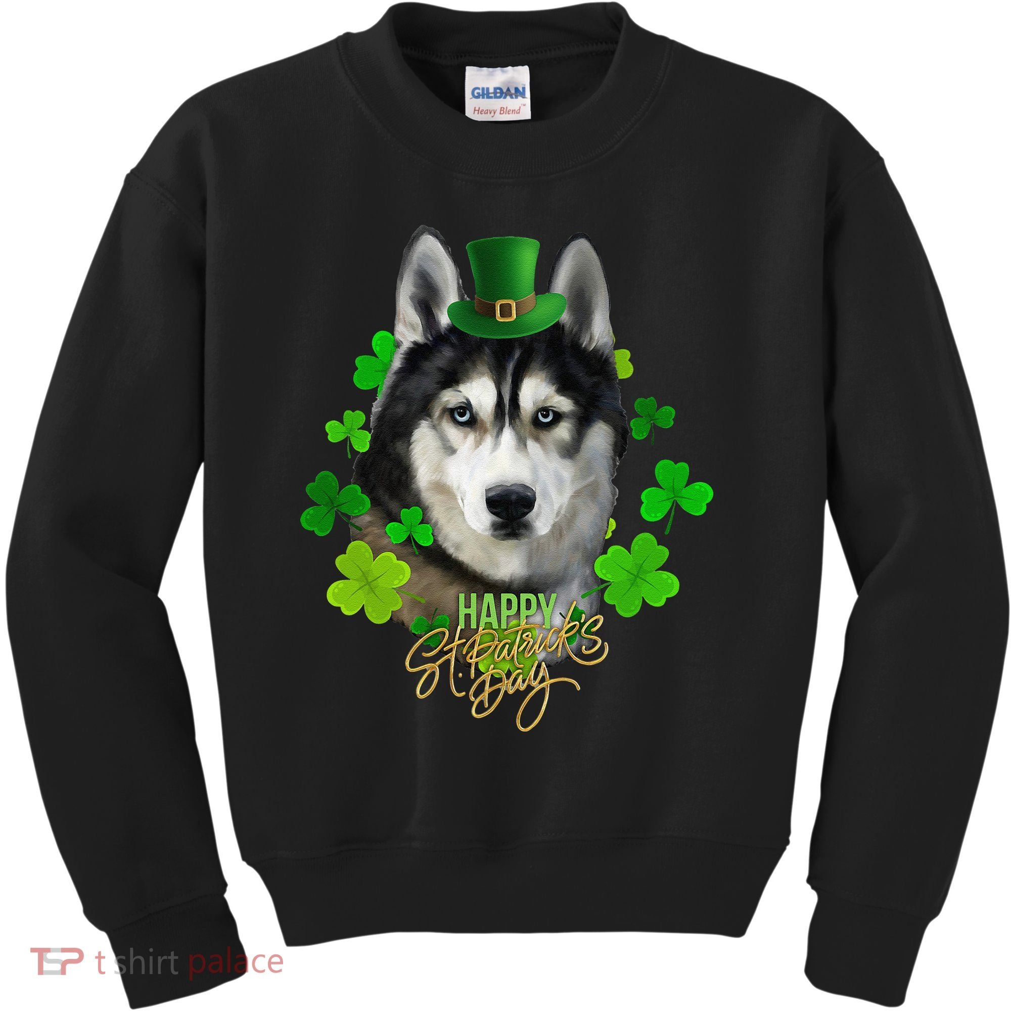 St Patrick's Day Irish Saint Patrick Shamrock Furious Husky Kids Sweatshirt