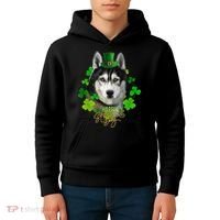 St Patrick's Day Irish Saint Patrick Shamrock Furious Husky Kids Hoodie thumb 4