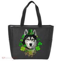 St Patrick's Day Irish Saint Patrick Shamrock Furious Husky Tote Bag thumb 0