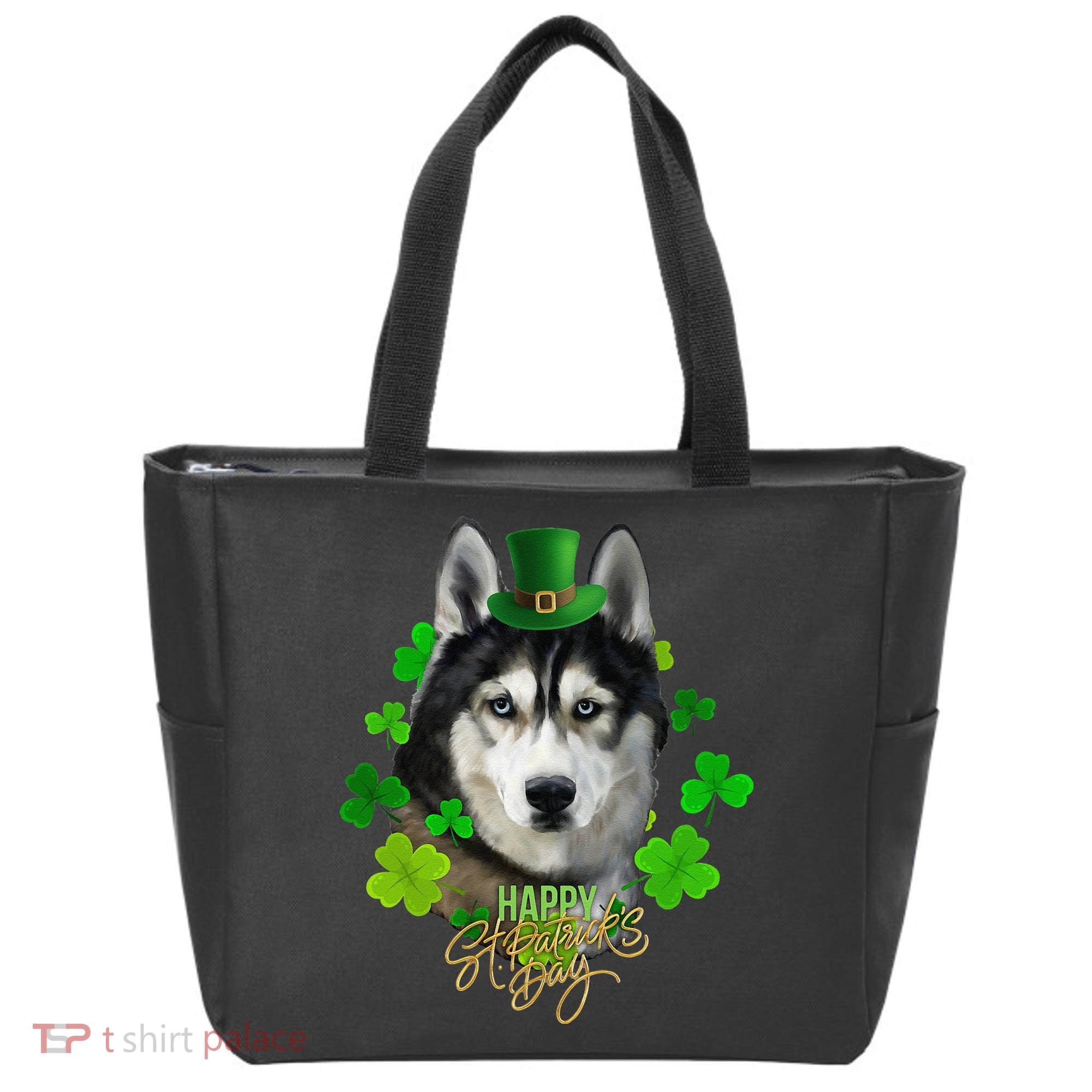 St Patrick's Day Irish Saint Patrick Shamrock Furious Husky Tote Bag