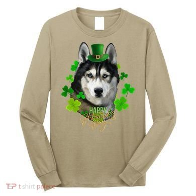 St Patrick's Day Irish Saint Patrick Shamrock Furious Husky Long Sleeve Shirt