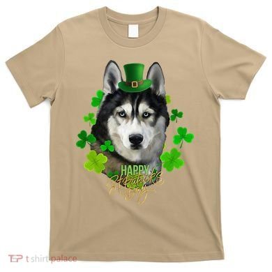 St Patrick's Day Irish Saint Patrick Shamrock Furious Husky T-Shirt