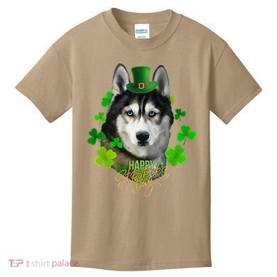 St Patrick's Day Irish Saint Patrick Shamrock Furious Husky Kids T-Shirt