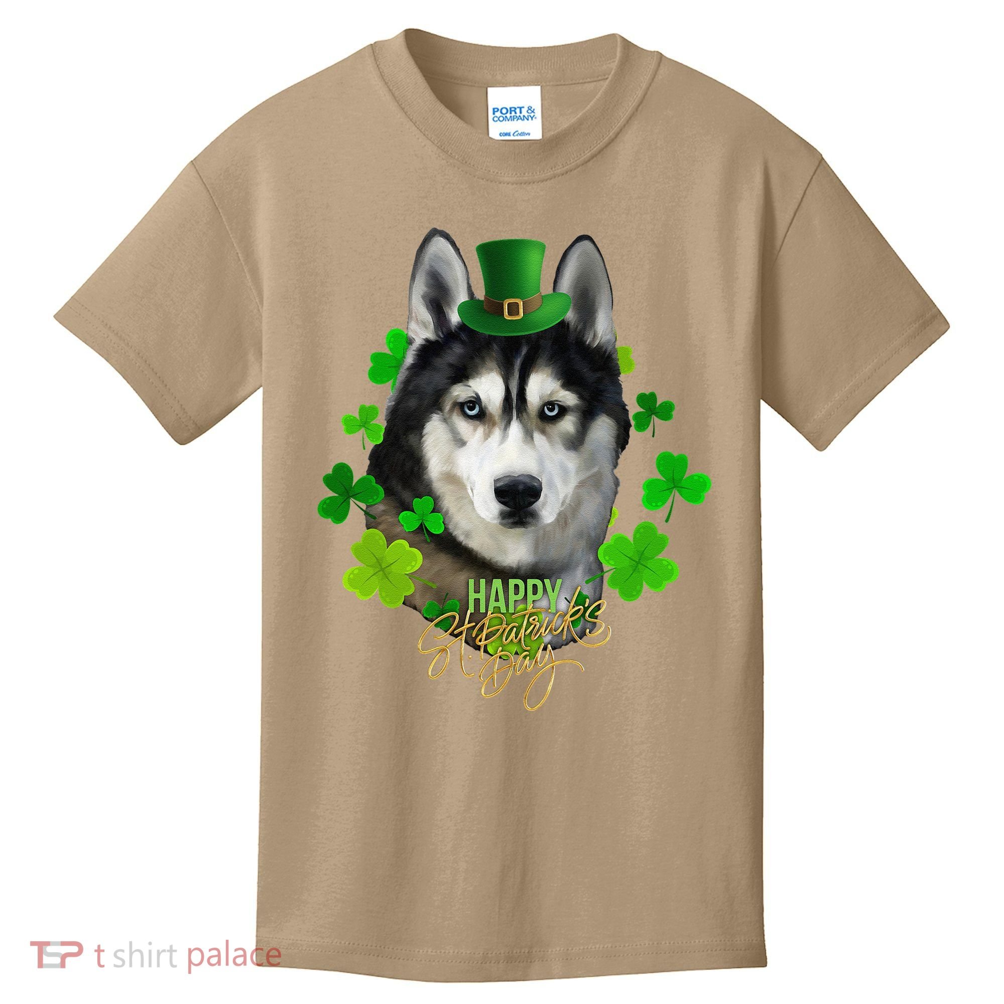 St Patrick's Day Irish Saint Patrick Shamrock Furious Husky Kids T-Shirt