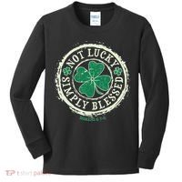 St. Patrick's Day Not Lucky Simply Blessed Romans 4 78 Kids Long Sleeve Shirt thumb 0