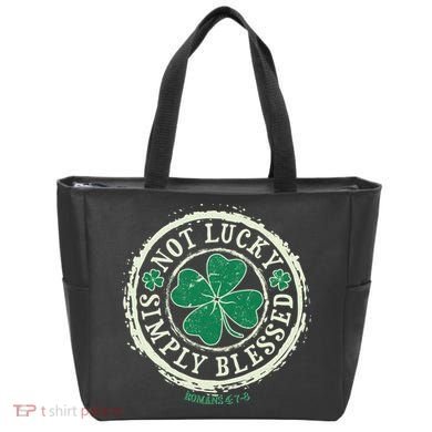 St. Patrick's Day Not Lucky Simply Blessed Romans 4 78 Tote Bag