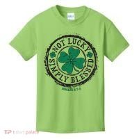 St. Patrick's Day Not Lucky Simply Blessed Romans 4 78 Kids T-Shirt thumb 0