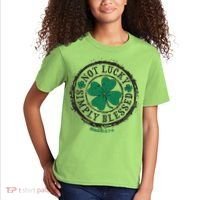 St. Patrick's Day Not Lucky Simply Blessed Romans 4 78 Kids T-Shirt thumb 2