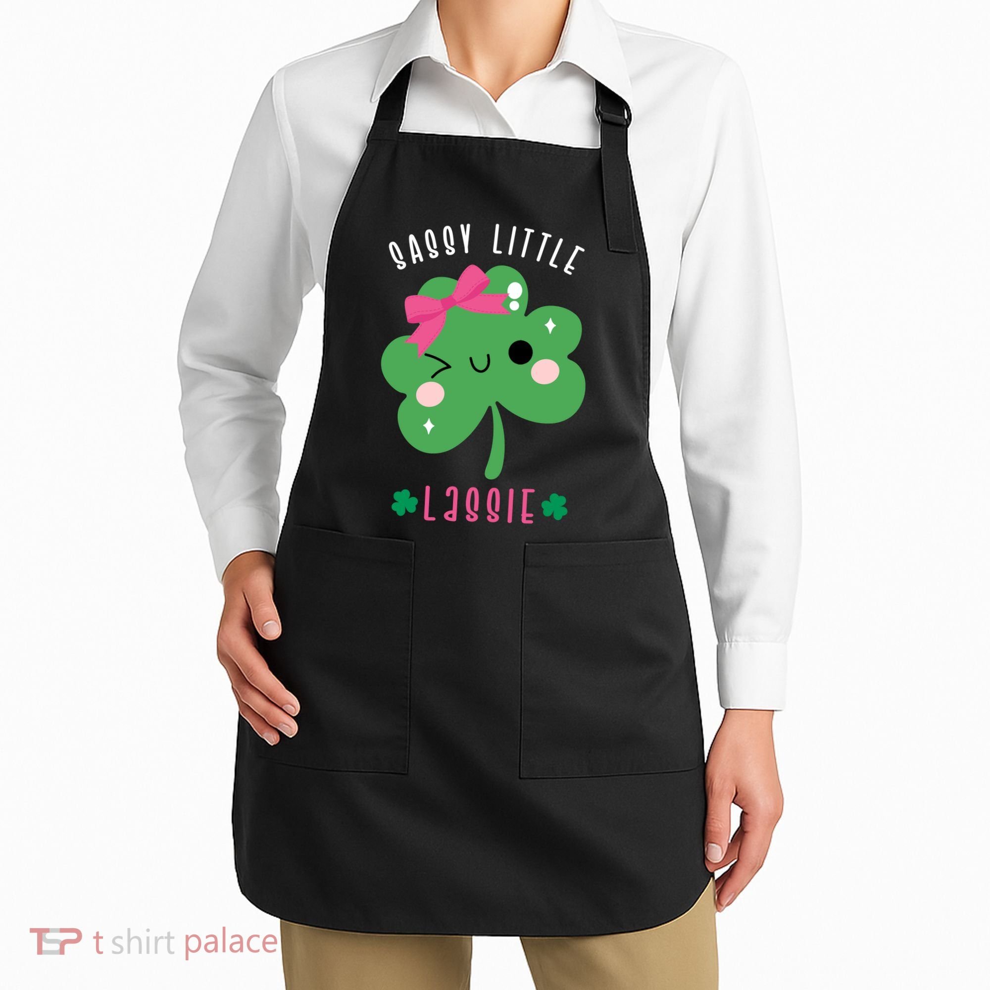 St Patricks Day Sassy Little Lassie Cute Funny Apron