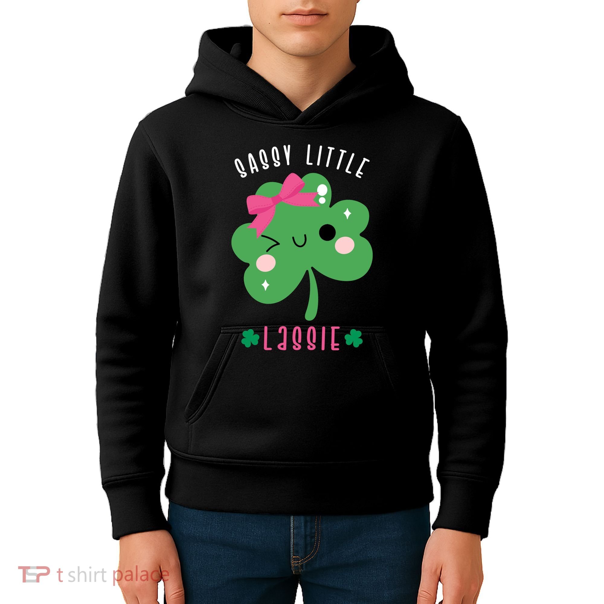 St Patricks Day Sassy Little Lassie Cute Funny Kids Hoodie