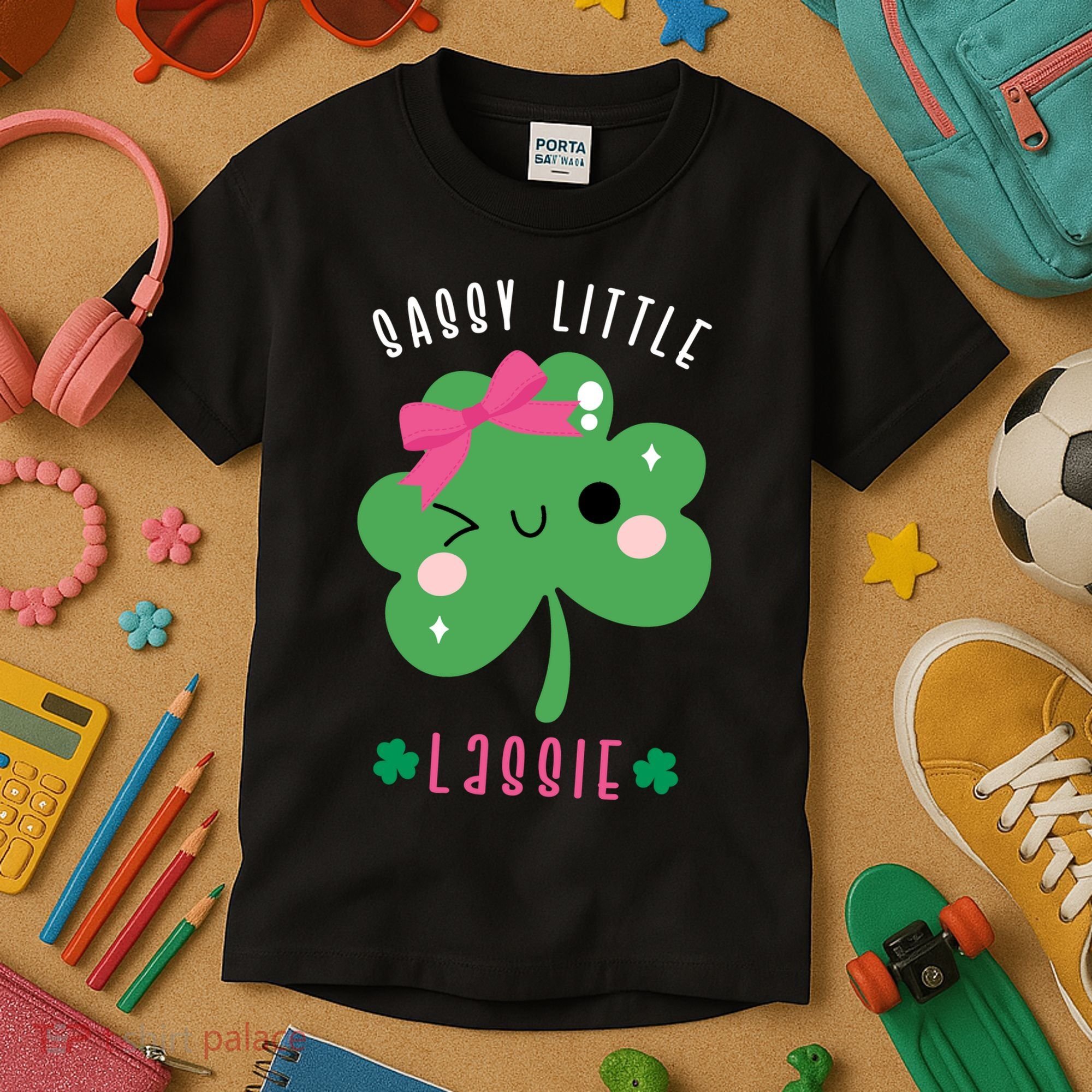 St Patricks Day Sassy Little Lassie Cute Funny Kids T-Shirt