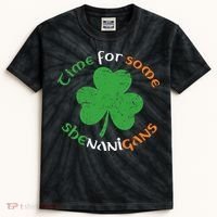 St Patrick's Day Time For Some Shenanigans Kids Tie-Dye T-Shirt thumb 0