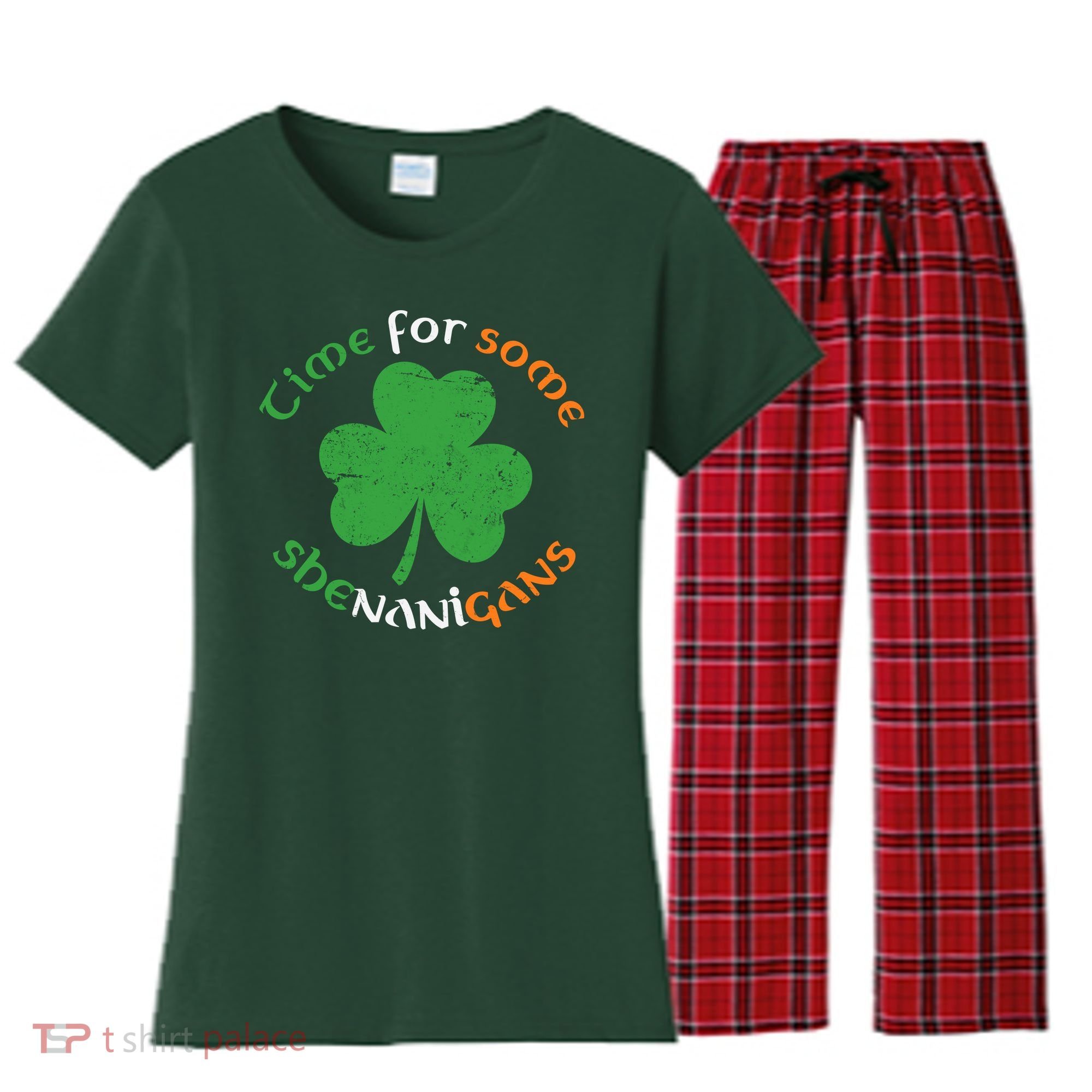 St Patrick's Day Time For Some Shenanigans Women's Flannel Pajama Set