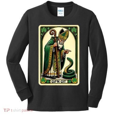 St Patricks Day Tarot Card GoN Git Funny St Patrick Kids Long Sleeve Shirt