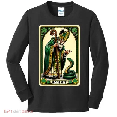 St Patricks Day Tarot Card GoN Git Funny St Patrick Kids Long Sleeve Shirt