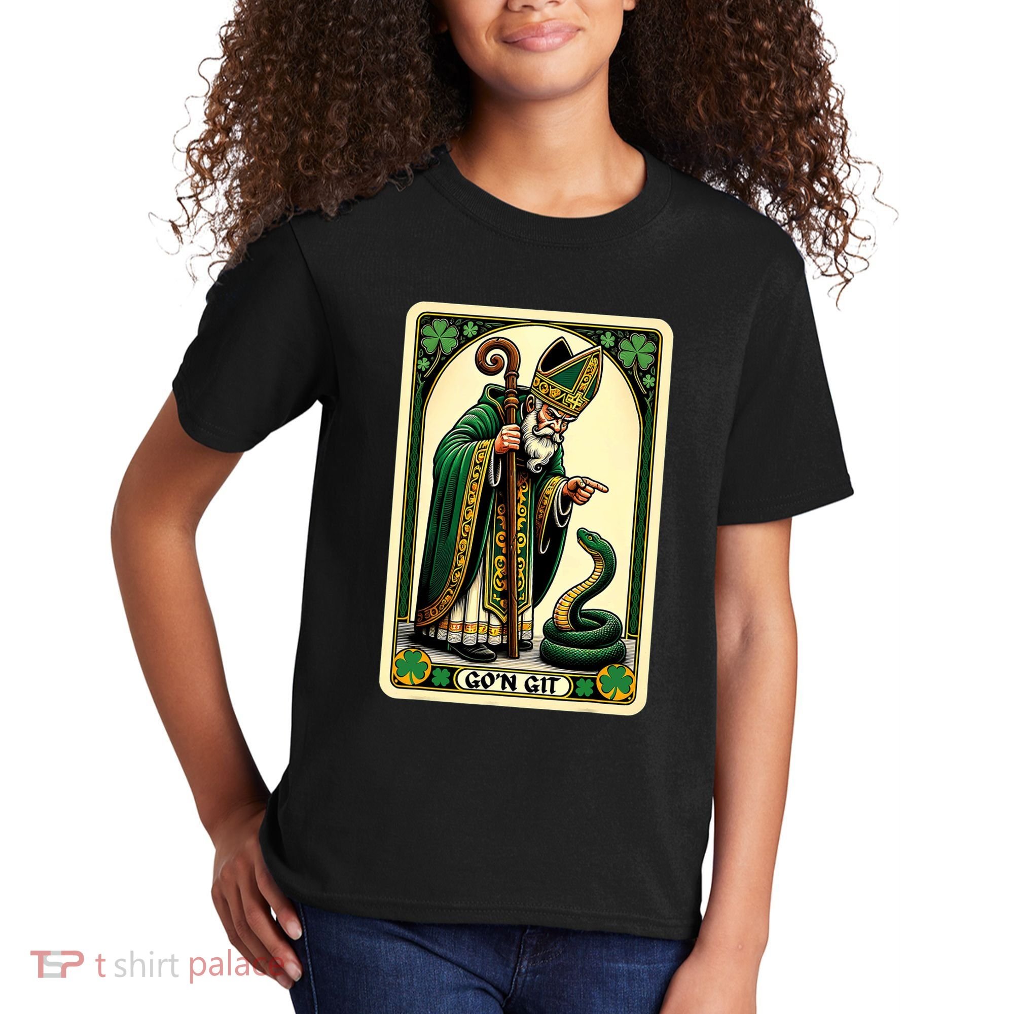 St Patricks Day Tarot Card GoN Git Funny St Patrick Kids T-Shirt