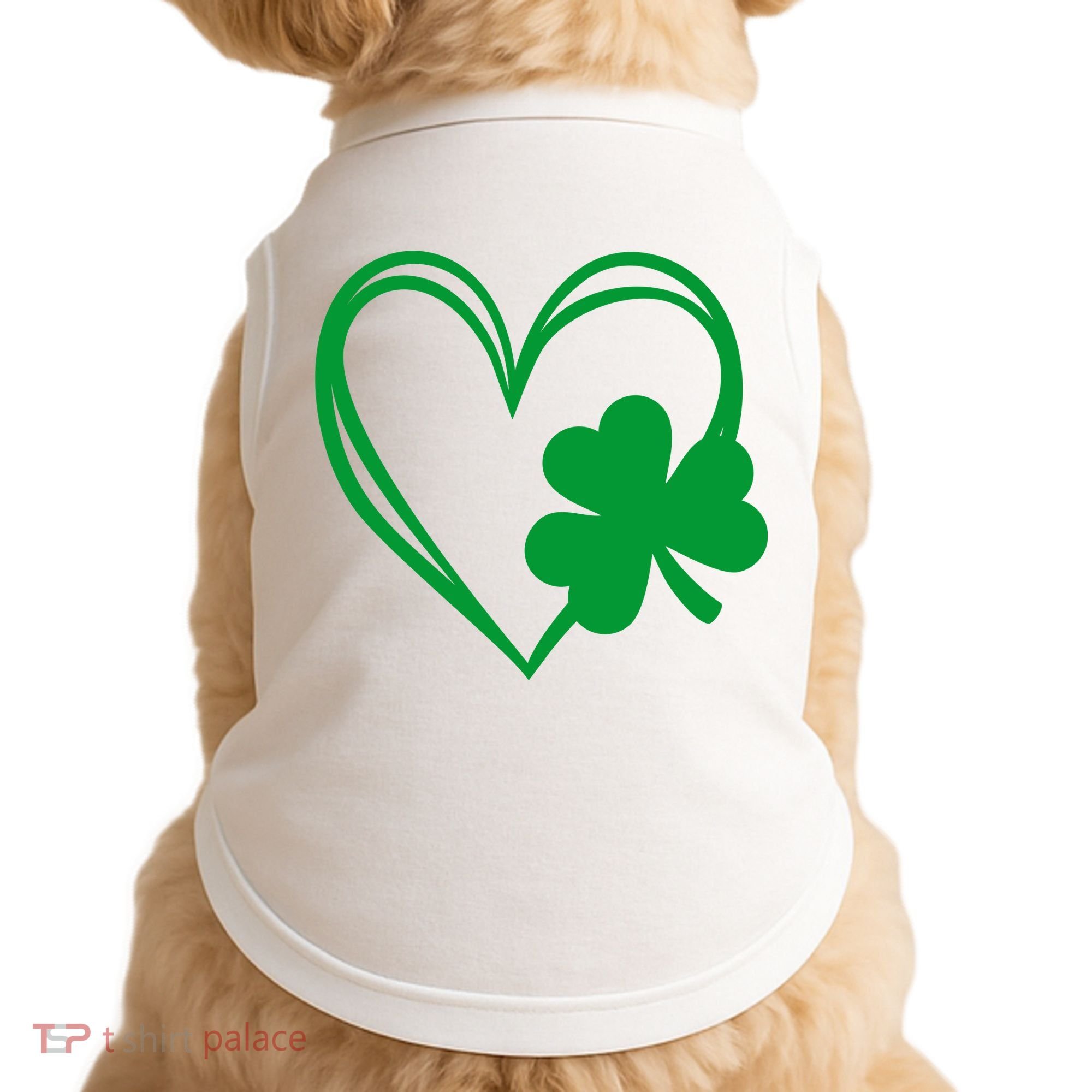 St Patricks Day Shamrock Heart Doggie Tank