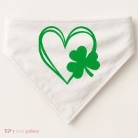 St Patricks Day Shamrock Heart USA-Made Doggie Bandana thumb 0