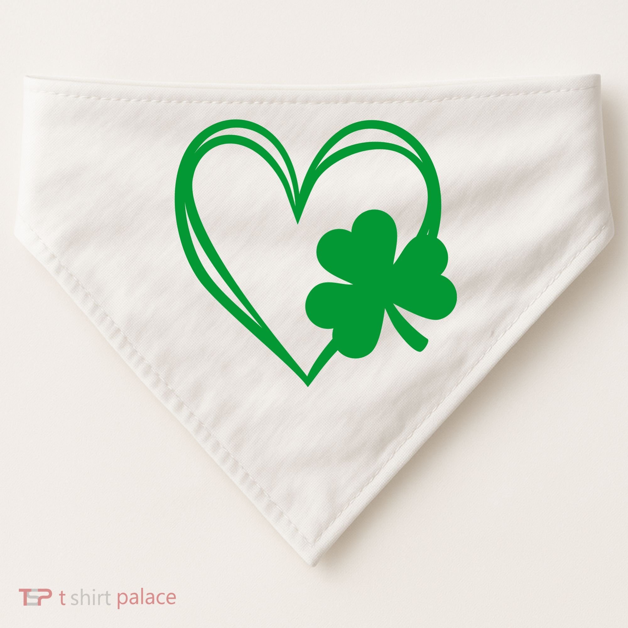 St Patricks Day Shamrock Heart USA-Made Doggie Bandana