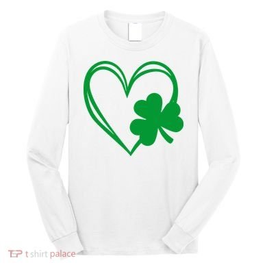 St Patricks Day Shamrock Heart Long Sleeve Shirt